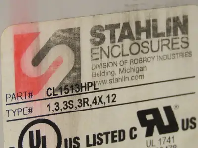 Stahlin CL1513HPL Electrical Enclosure 15x13x7" Fiberglass Junction Box