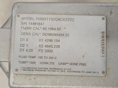 USED MICRO MOTION INC F050S113CQBCEZZZZ