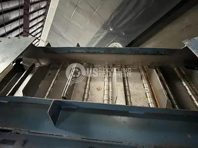 USED MAYFRAN 18" X 19' HOCKEY STICK STEEL BELT CONVEYOR