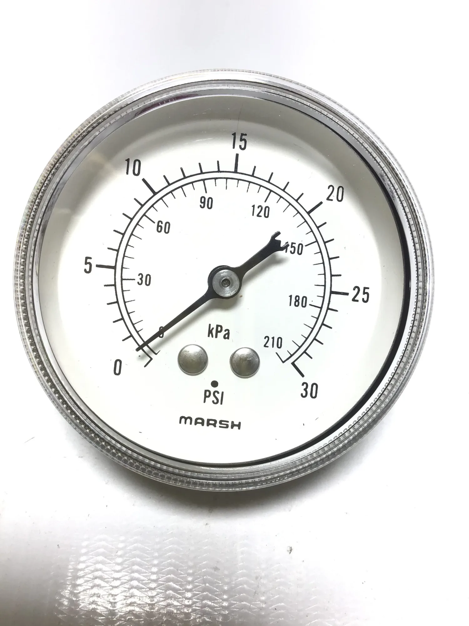 Marsh J5042 Dual Scale Pressure Gauge 2.5 1/8OB 30/210kPa