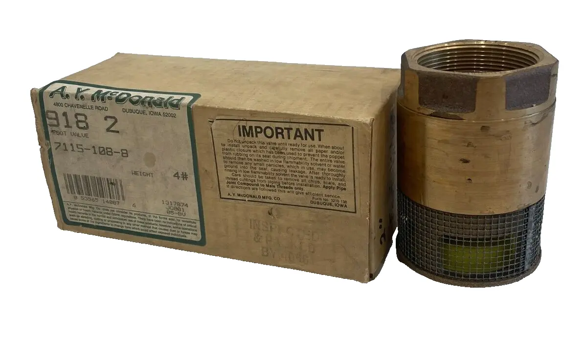 NEW A.Y. MCDONALD 7115-108-8 POPPET FOOT VALVE 918-2 71151088