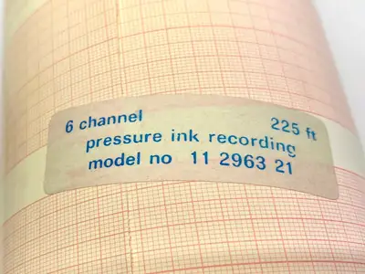 NEW GOULD INSTRUMENT SYSTEMS CHART PAPER 225 FT ROLL 6 CHANNEL PRESSURE INK