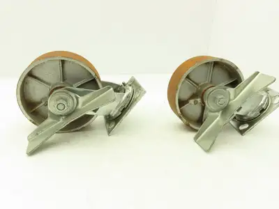 Albion 6" Swivel Caster Wheel Locking Cast Iron 7-1/2" Height Lot of 2