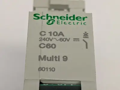 USED SCHNEIDER ELECTRIC MINIATURE CIRCUIT BREAKER MULTI 9, C 10A, C60