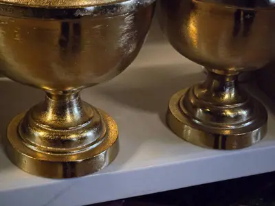 Lot of (2) Aluminum Decorative Table Vase 9" x 14"