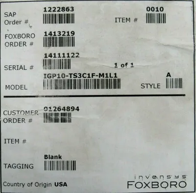 NEW FOXBORO IGP10-TS3C1F-M1L1 TRANSMITTER PSFAR-D211CTS1SA014H FW2.4A.6057
