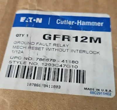 Eaton Cuttler Hammer GFR12M Groud Fault Relay Class I (BIN755)