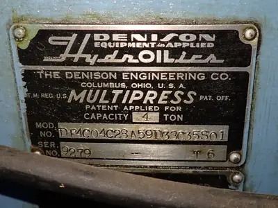 Used THE DENISON ENGINEERING CO DF4C04C28A59D38C35S01 Hydraulic Presses Ohio US | HGR 24 #917387