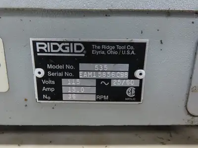Ridgid 535 Pipe Bolt Threader Machine Stand 120VAC 15A Universal 811A Die 1/8-2"
