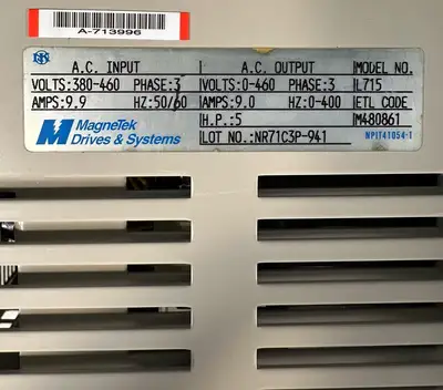 Magnetek L715 GPD502 AC Drive Lancer 0-460V 9.0A 5HP 3PH 0-400Hz (8.3.5)
