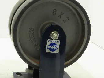 RWM Kingpinless 2-75 Rigid Plate 8"x2" Dual Caster Wheel Urethane on Iron 3000Lb