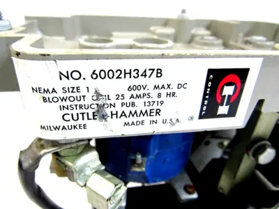 NEW CUTLER HAMMER 6002H347B CONTACTOR SIZE 1 600V