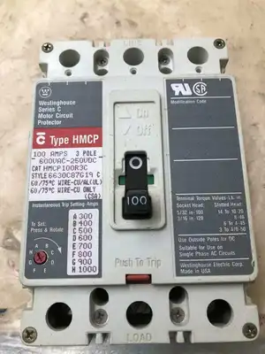 Westinghouse HMCP100R3C 100 A Circuit Breaker 600 Vac 3 Pole Molded Case