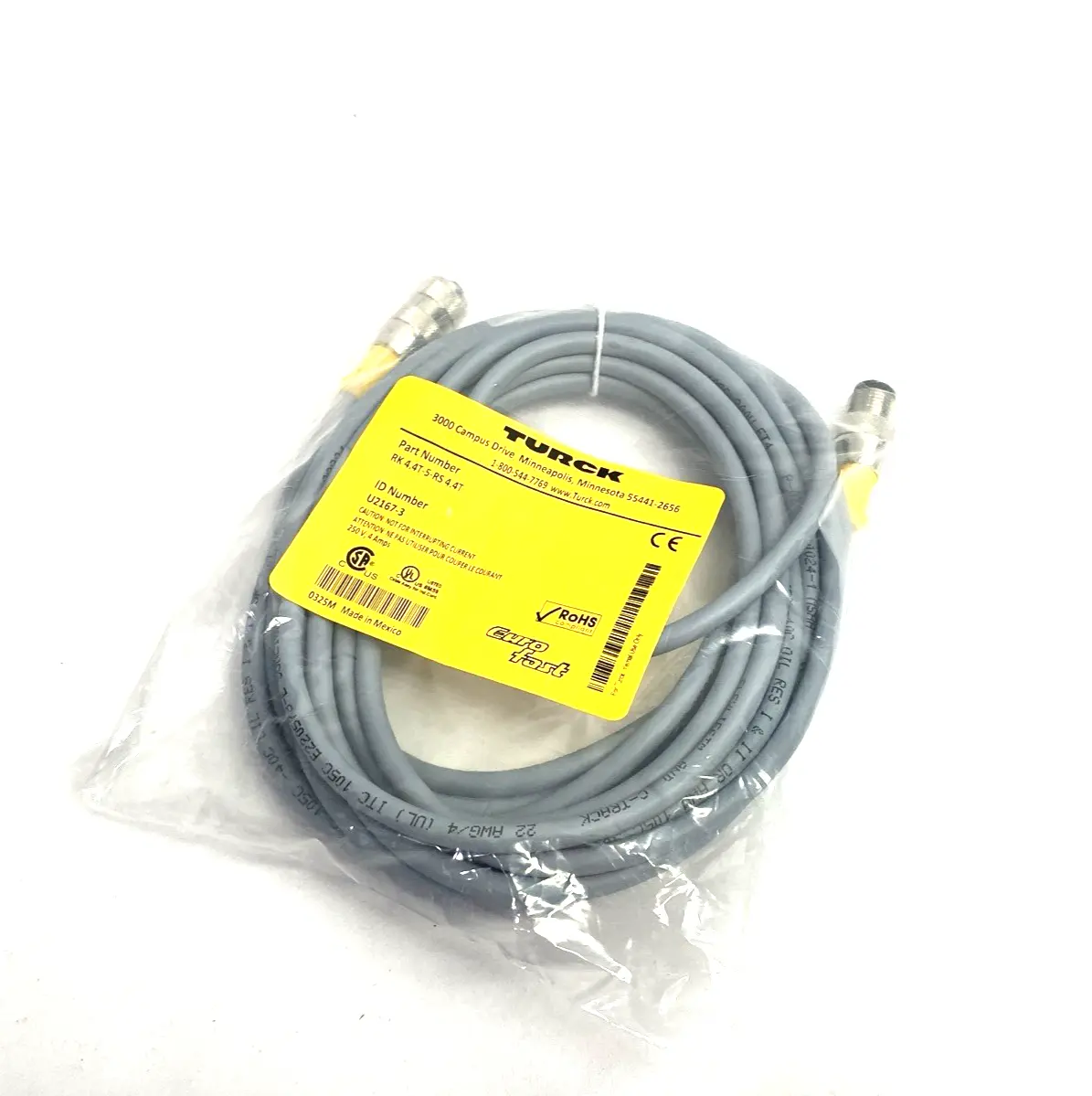 NEW TURCK EUROFAST SENSOR/ACTUATOR EXTENSION CABLE U2167-3