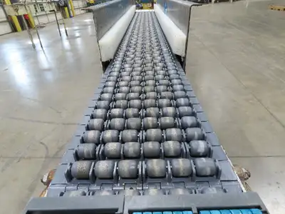 New London Engineering 8"x 6' 6" Plastic Roller Belt Accumulating Conveyor 30FPM