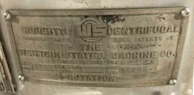 (6) Roberts-Western States G-16 48 x 30 perforate basket sugar centrifugals, 316SS.