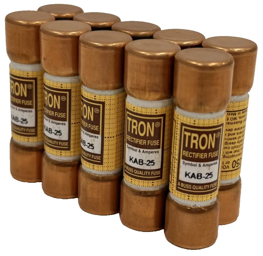 LOT OF 10 NEW BUSSMANN KAB-25 RECTIFIER FUSES 25A KAB25