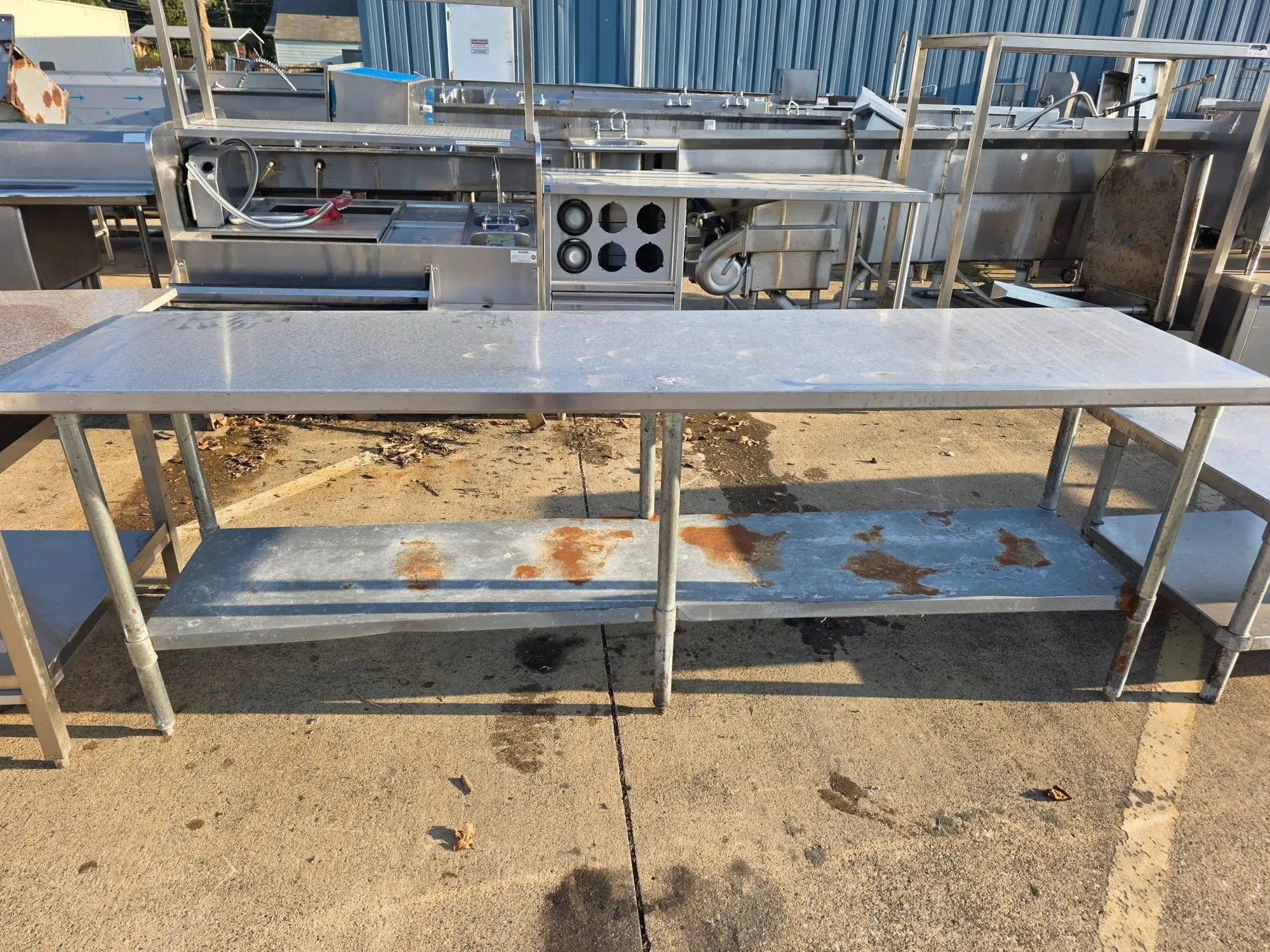 Used Falcon Restaurant Supply Used 97" Stainless Steel Table with shelf - SS334 Food Prep Tables Illinois US | Falcon Restaurant Supply #1375155
