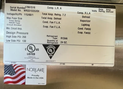 130-0175 Norlake WR331SSS/0X Self Contained Roll-In Cooler