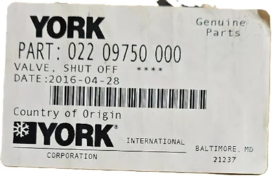 York Controls Johnson Controls 022-09580-000 Shut-Off Ball Valve [New]