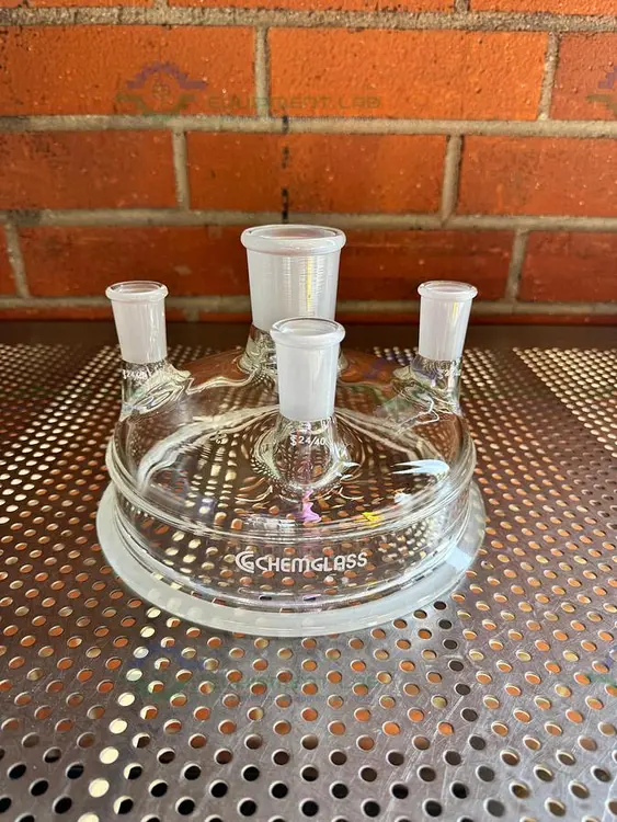 Used CHEMGLASS 10L REACTION VESSEL 5 NECK LID 200MM, 45/50 CENTER NECK 4-24/40 NECKS Glassware - Other California US | Equipment Lab #1411867