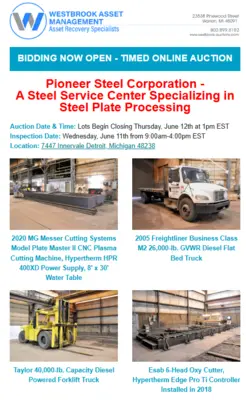 **CANCELLED** Pioneer Steel Corporation Timed Online Auction