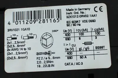USED SIEMENS 3RV1021-1GA10