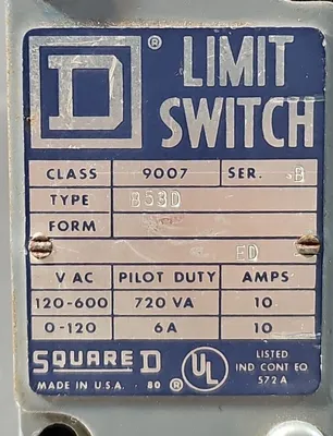 Square D B53D Limit Switch. Loc5E-22