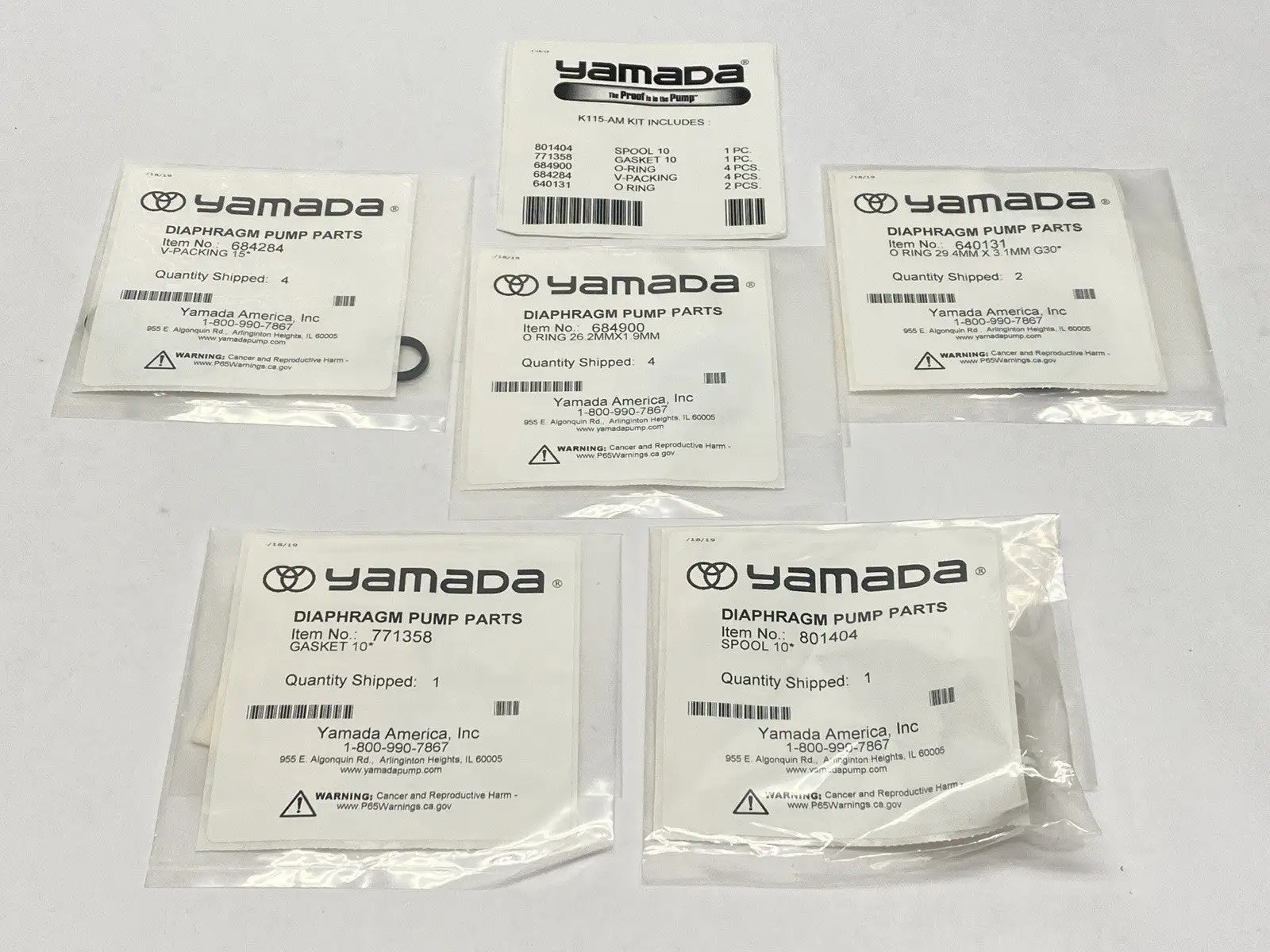 K115-AM | Yamada  Diaphragm Pump Repair Kit - New