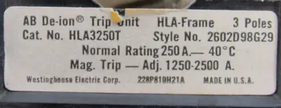 NEW WESTINGHOUSE HLA3250T TRIP UNIT 2602D98G29