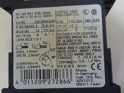 USED SIEMENS 3RT1017-1BB41