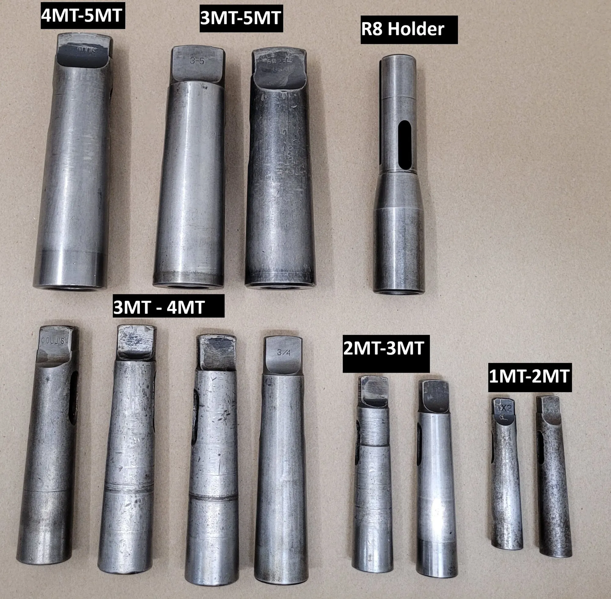 Set of 12 Morse Taper/R8 Holder Sleeves