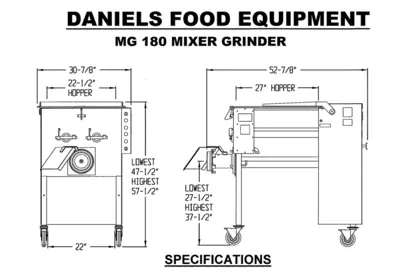 Daniels Food Equipment MG 180 Meat Mixer Grinder