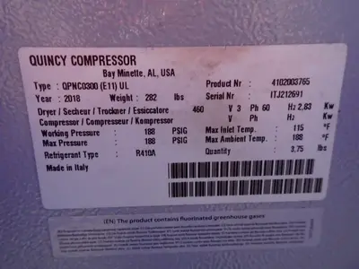 USED 2018 QUINCY QPNC0300 (E11) UL