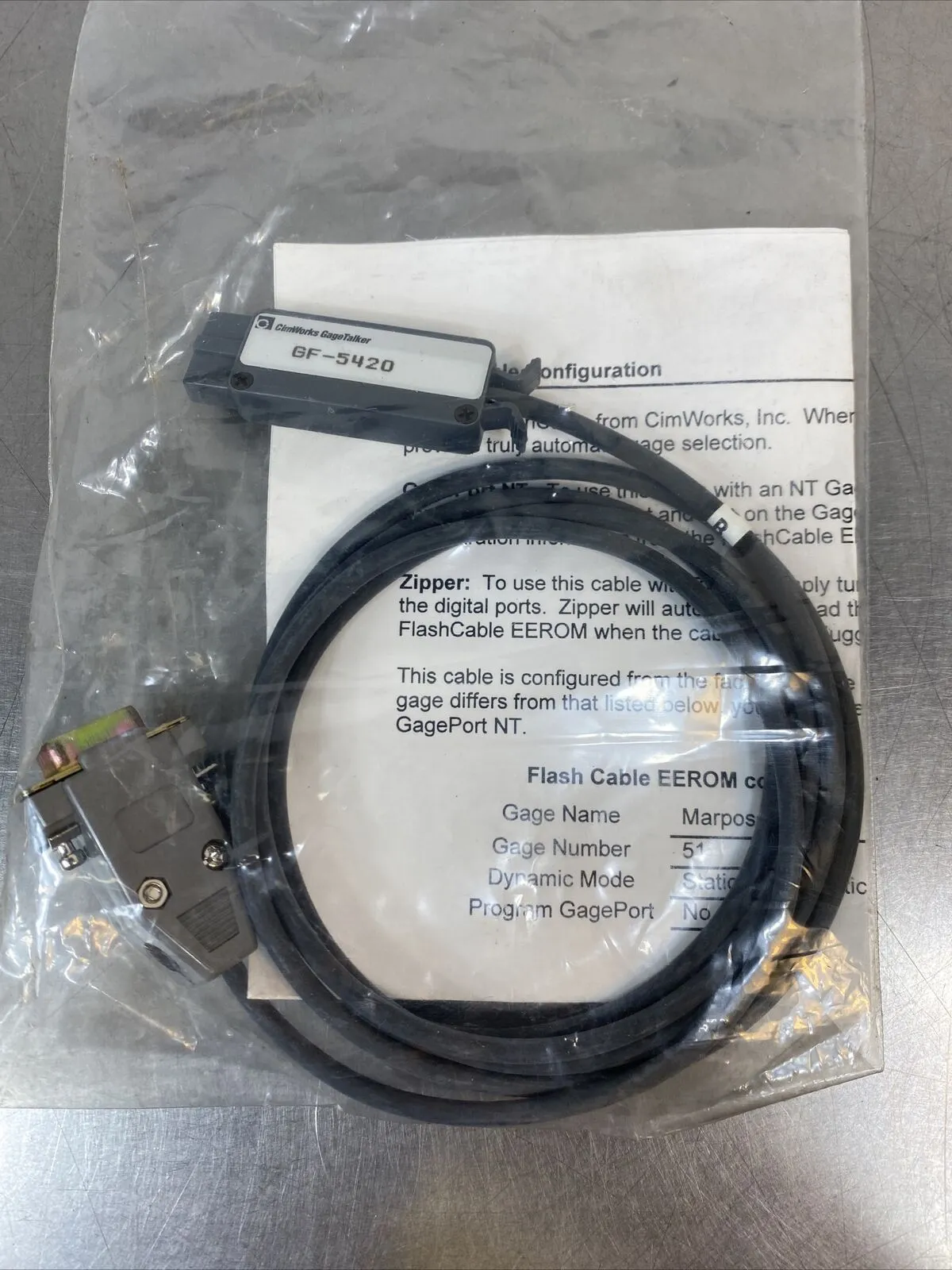 Cimworks Gage Talker GF-5420 Cable MARPOSS/MT1 Connector Cable 5E