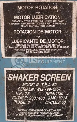 USED THERMAL ENGINEERING / SWECO TWO (2) SCREENERS