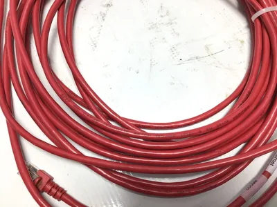 Monoprice Cat6 Ethernet Patch Cable – Network Internet Cord – RJ45, Stranded, 550Mhz, UTP, Pure Bare Copper Wire, 26AWG, 25ft, Red