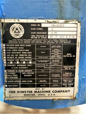 USED MINSTER MINSTER 45 PRESS