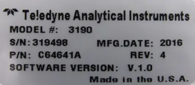 NEW TELEDYNE 3190 TRACE OXYGEN ANALYZER C64641A