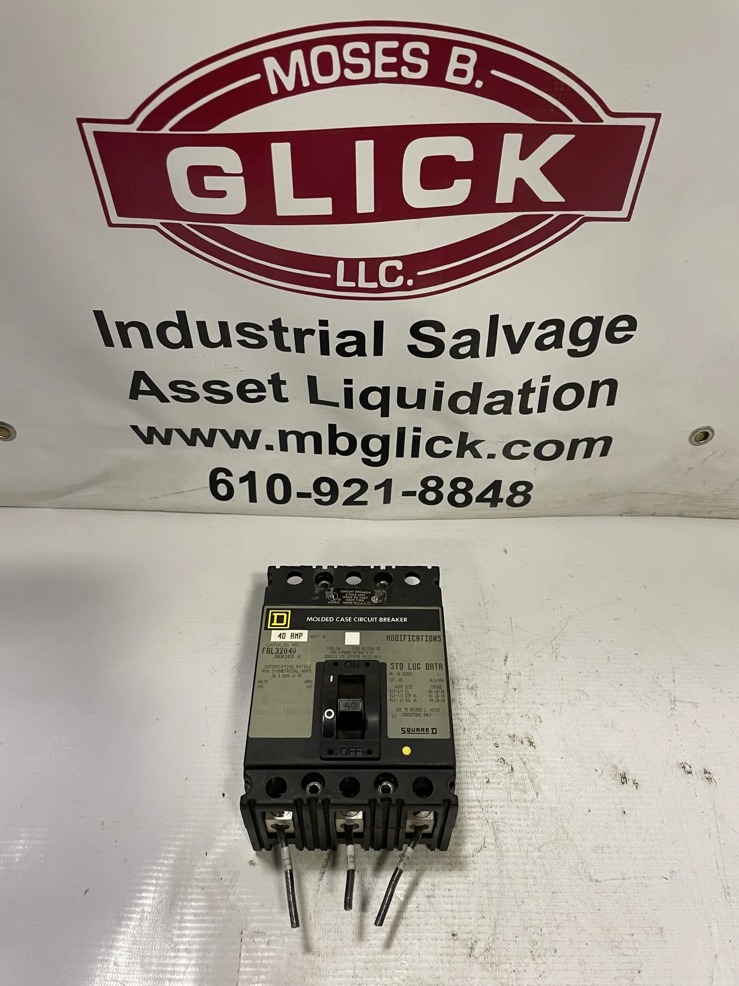 Square D FAL32040 40A 3 Pole Molded Case Circuit Breaker 240V