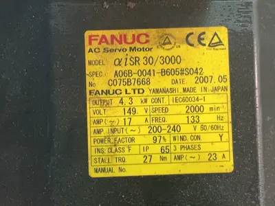 Used 2007 FANUC A06B0041B605#S042 Motors (misc) Ohio US | HGR 24 #1304015