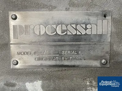 USED Processall 200 Cu Ft Processall Plow Mixer, Model 5700HL, S/S