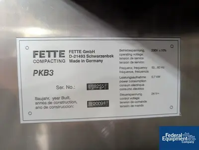 USED Fette Fette Press Chamber Coating Unit, Model PKB3