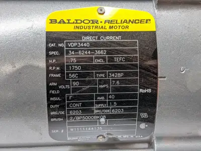 VDP3440 | Baldor  Electric Motor .75HP 1750RPM 90V TEFC - For parts or not working