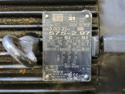 3 hp, 575 volts, 3500 rpm, 182TC Electric Motor