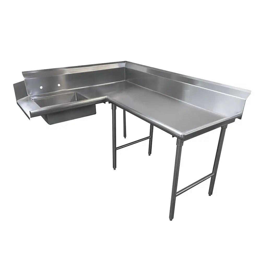 Advance Tabco DTS-K70-84R 83" R-L Korner Soil Dishtable - Crossrails, Stainless Legs, 14 ga 304 Stainless