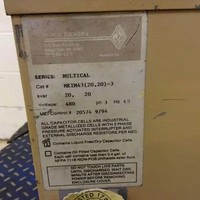 Used MYRON ZUCKER MKIM43 20,20-3 Capacitors Michigan US | Ideal Machinery #1275329