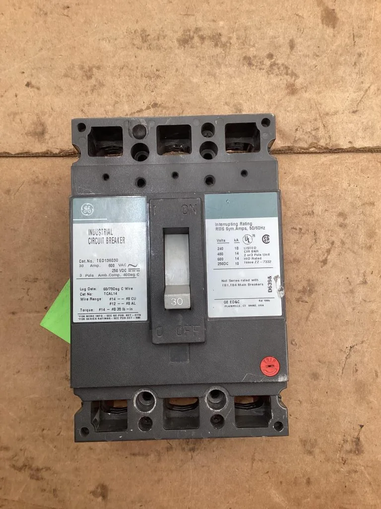 General Electric 30 Amp Industrial Circuit Breaker; 600VAC 3 Pole