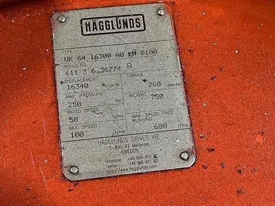 HAGGLUNDS HIGH TORQUE HYDRAULIC MOTOR TYPE UK 64 16300 A0 0100 SPARE NEW UNIT