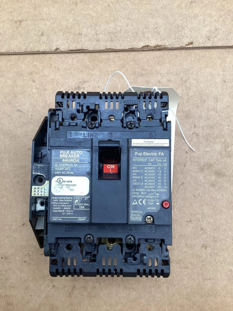 Fuji Electric Auto Breaker SA53RCUL 15A 240V 3 Pole